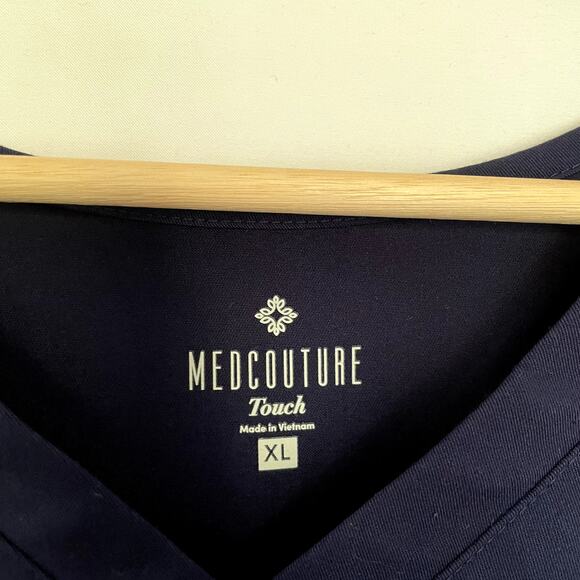 Medcoutre touch navy blue scrubs shirt women's size XL casual pockets top - Picture 4 of 8